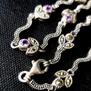 Stunning Vintage Victorian style purple saphire/amethyst sterling necklace.